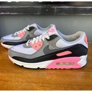 Nike Air Max 90 Pink Grey Black White Women’s Size 8 CD0490-102